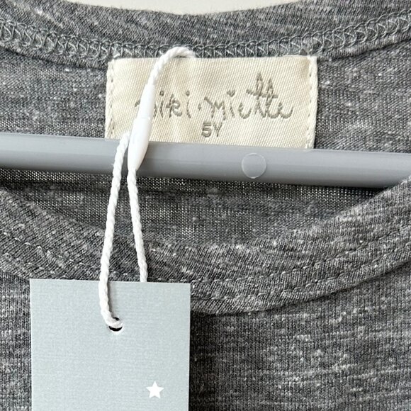Miki Miette Grey T-Shirt with Pocket, Size 5 Years, NWT - Picture 4 of 6